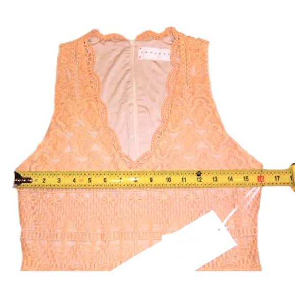 $298 Anthropologie Corina Laced Maxi Gown Medium Peach Lace Overlay Formal Dress - Picture 12 of 16